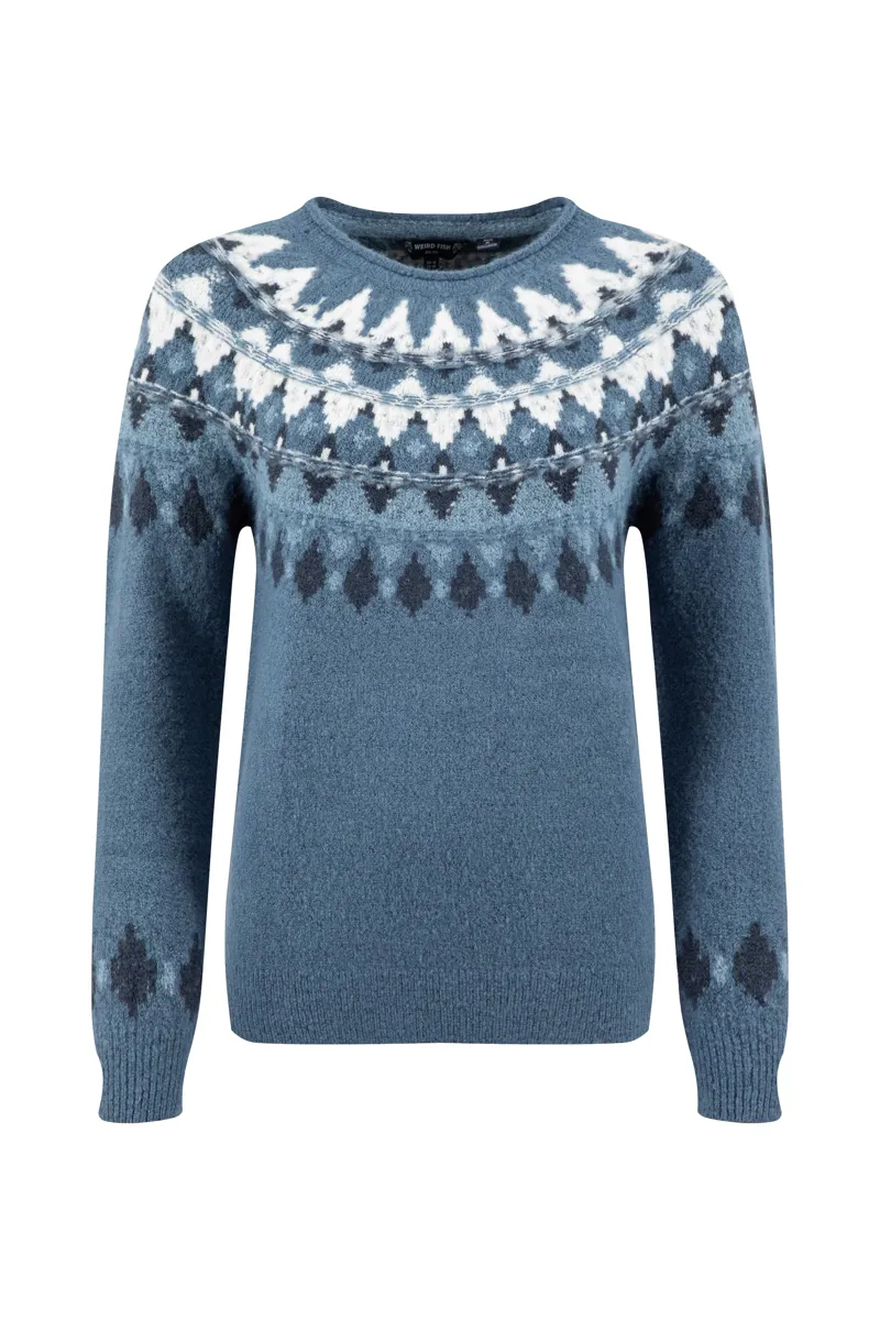 Weirdfish Lowell Fair Isle Jumper Womens in Ash Blue-1