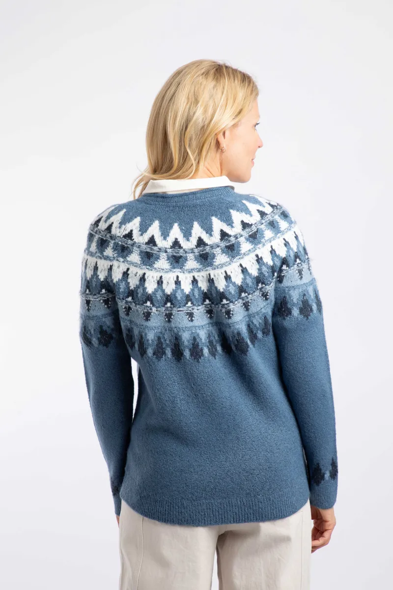 Weirdfish Lowell Fair Isle Jumper Womens in Ash Blue-2