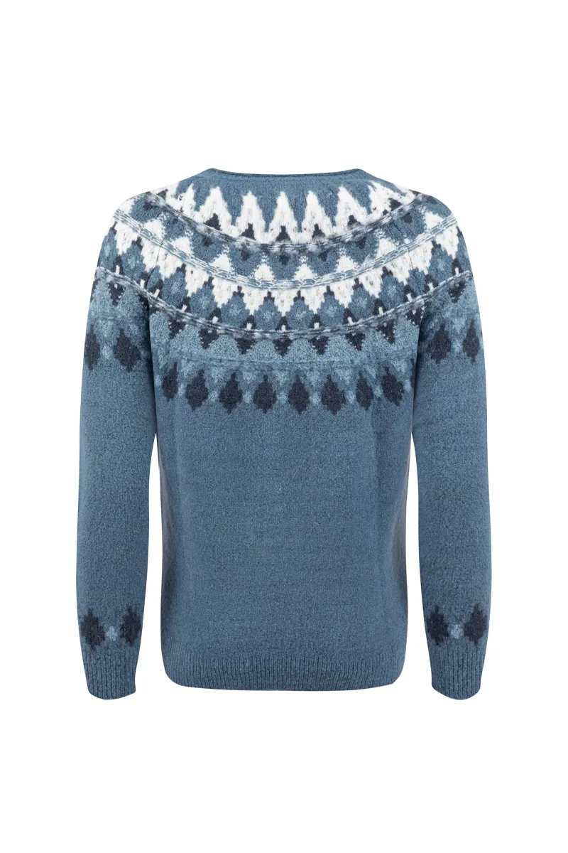 Weirdfish Lowell Fair Isle Jumper Womens in Ash Blue-5