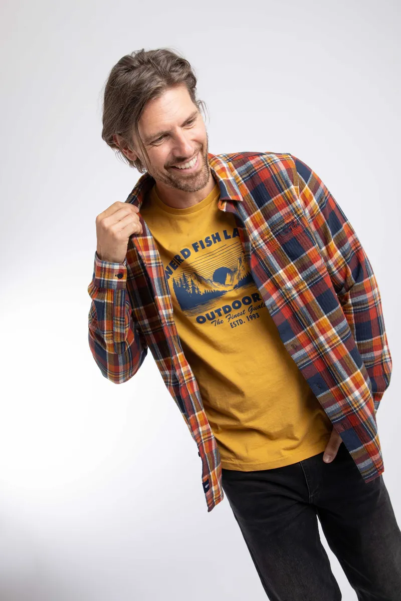 Weirdfish Broxton  Long Sleeve Shirt Mens in Dark Navy-1