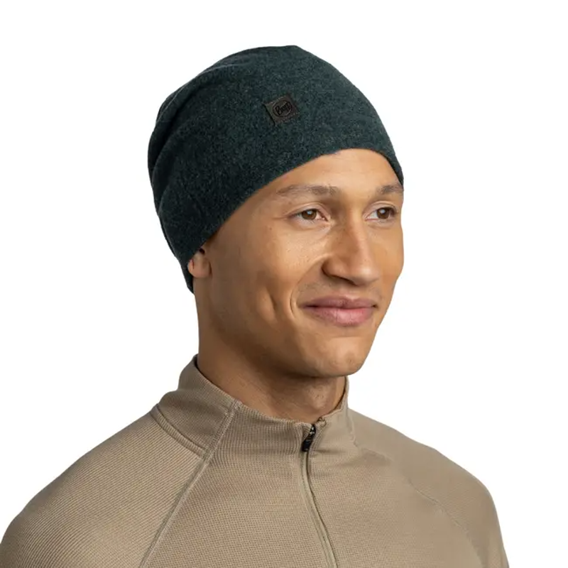 Buff Merino Fleece Beanie in Forest-3