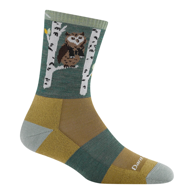 Darn Tough Critter Club Lightweight Hiking Socks Womens in Owl Green