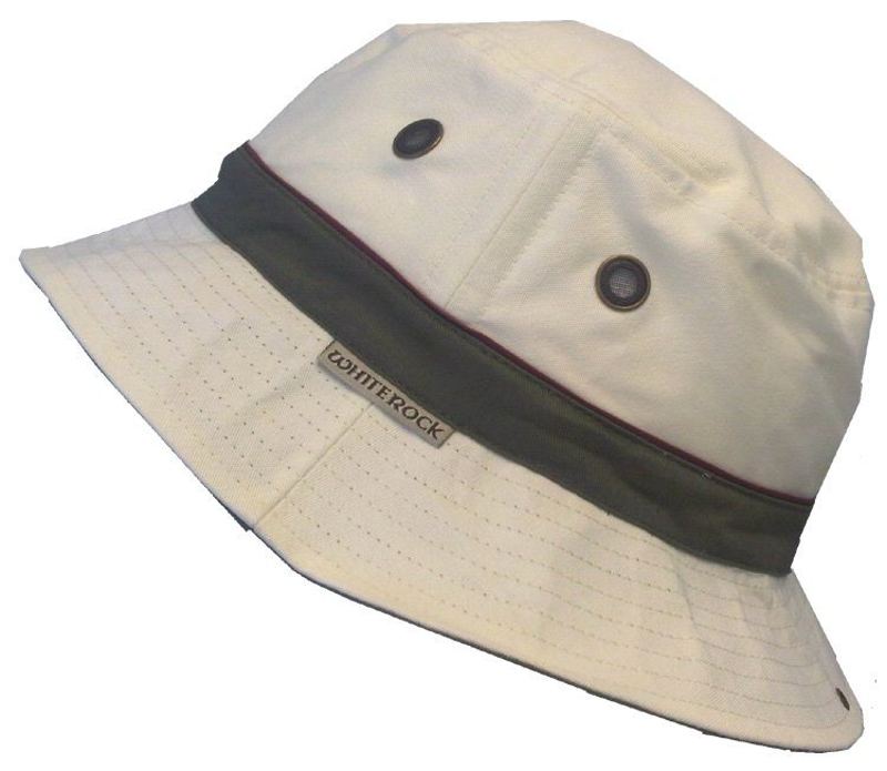 White Rock Oasis Hat in Khaki With Solid Dark Green Band 