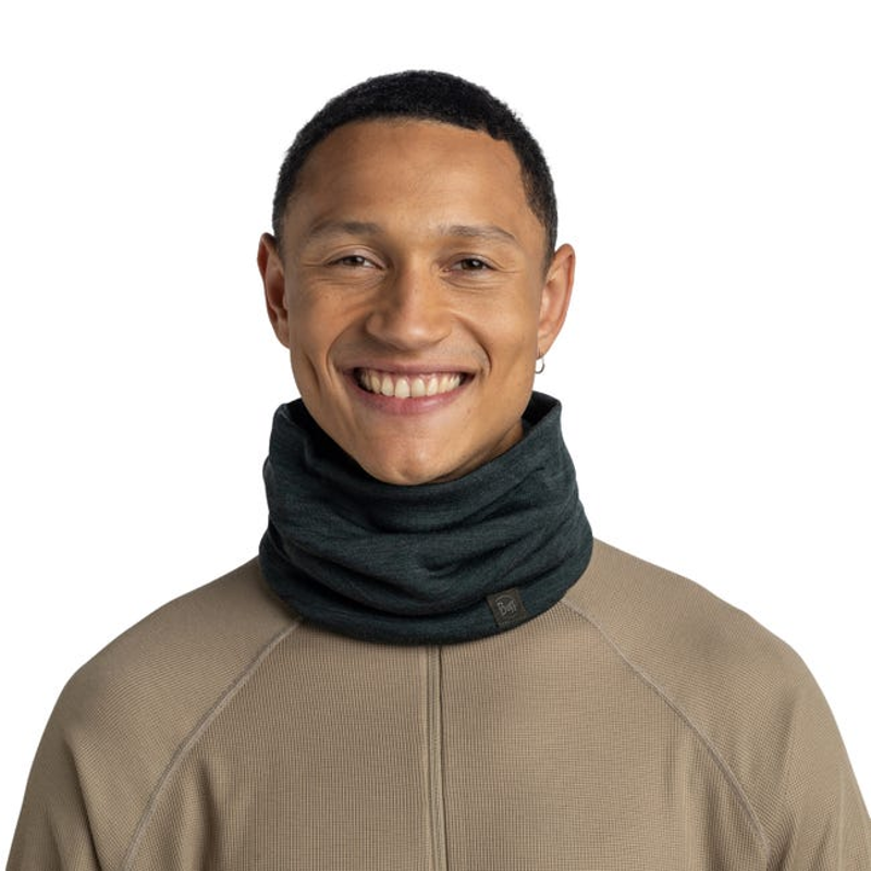 Buff Heavyweight Merino Neck Tube in Solid Forest-2