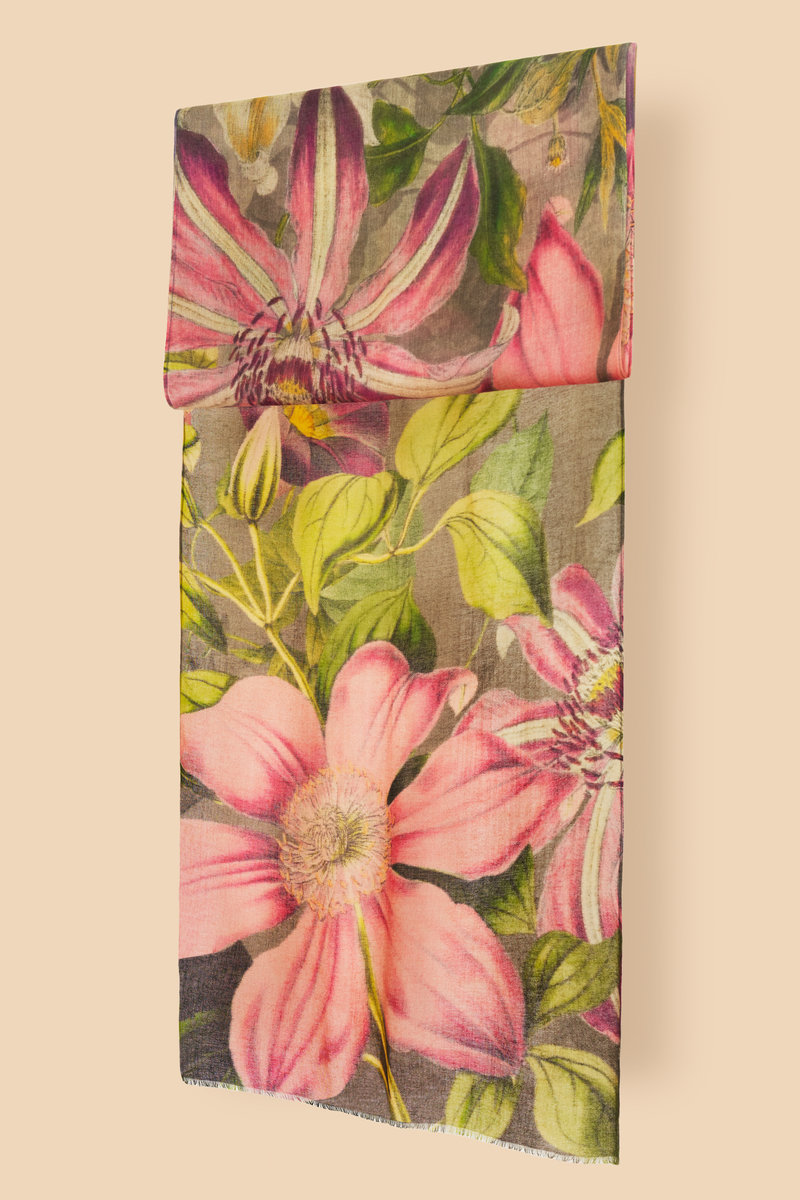 Powder Oversized Botanicals Wool Wrap Scarf-1