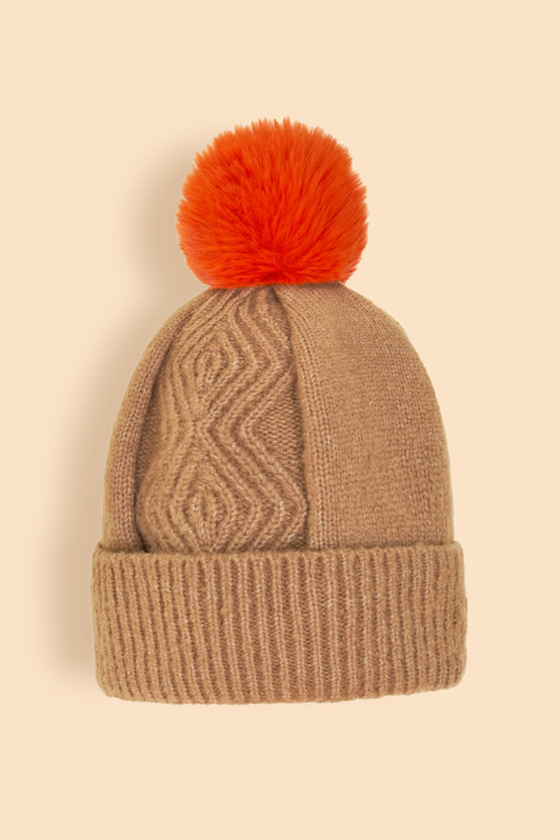 Powder Ingrid Bobble Hat in Cappuccino-1