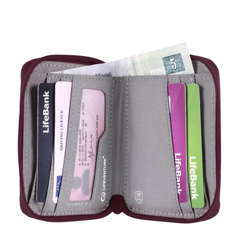 Lifeventure RFID Bi-Fold Wallet Recycled Nylon in Plum-3