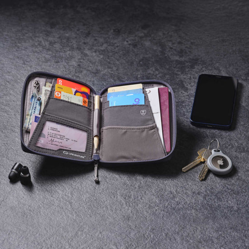Lifeventure RFID Mini Travel Wallet in Navy Blue-3