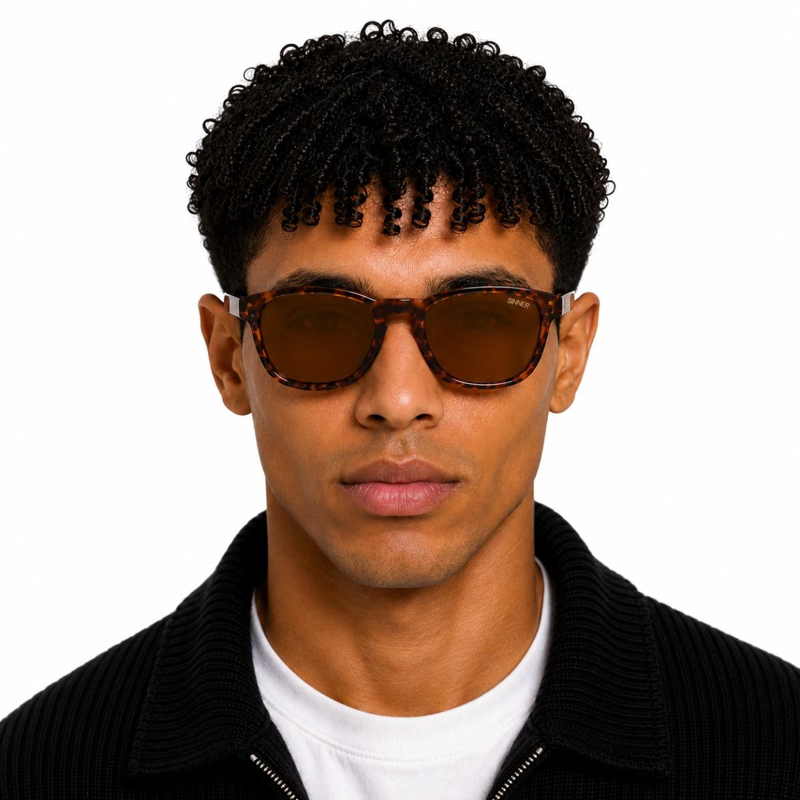 Sinner Yacan Polarised Sunglasses in Matte Brown Tortoise/Black -5