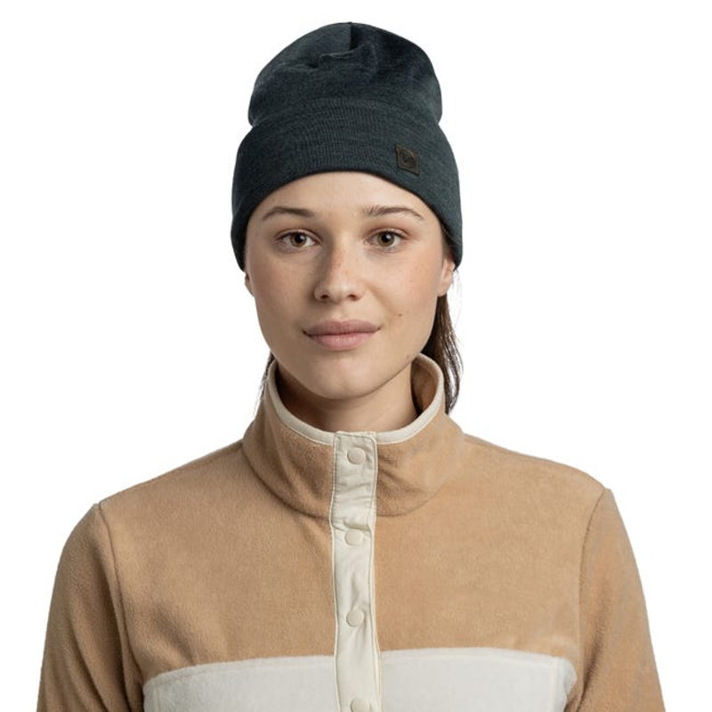 Buff Heavyweight Merino Beanie in Solid Forest-2