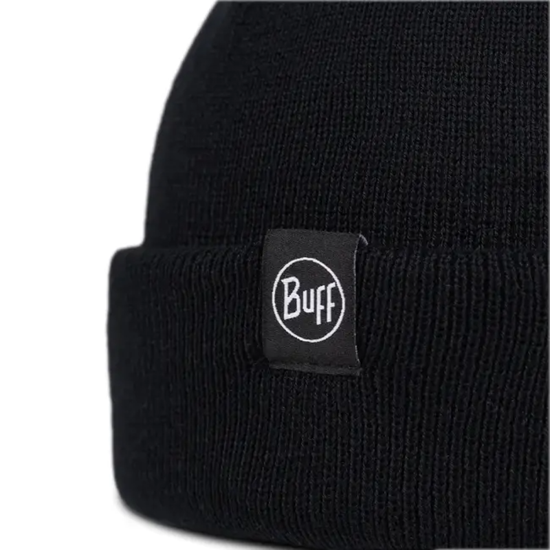 Buff Lilon Fisherman Knitted Beanie in Black-1