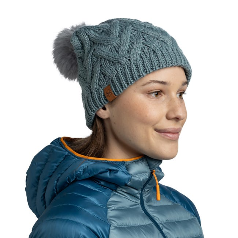 Buff Caryn Knitted Fleece Beanie in Blue Glass-2