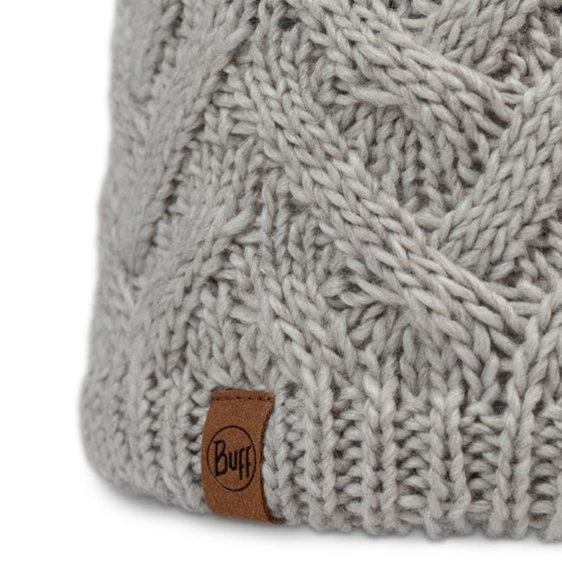 Buff Caryn Knitted Fleece Beanie in Ecru-1