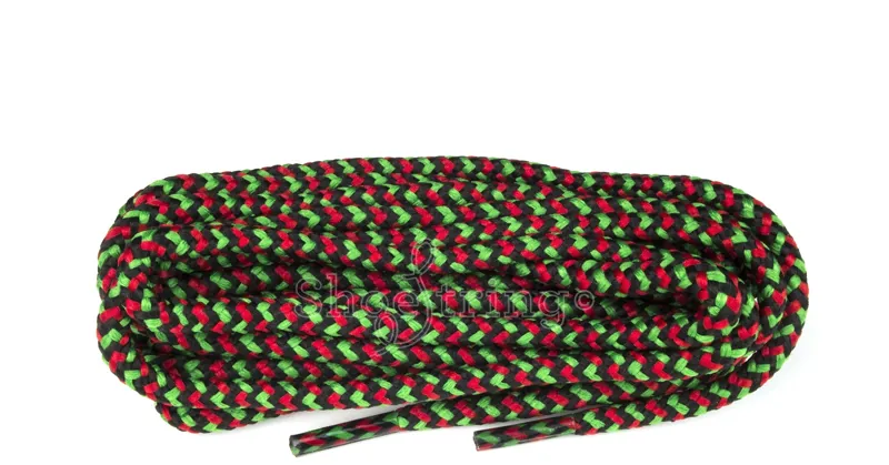 Shoe String Laces 150cm in  Red/Emerald/Black