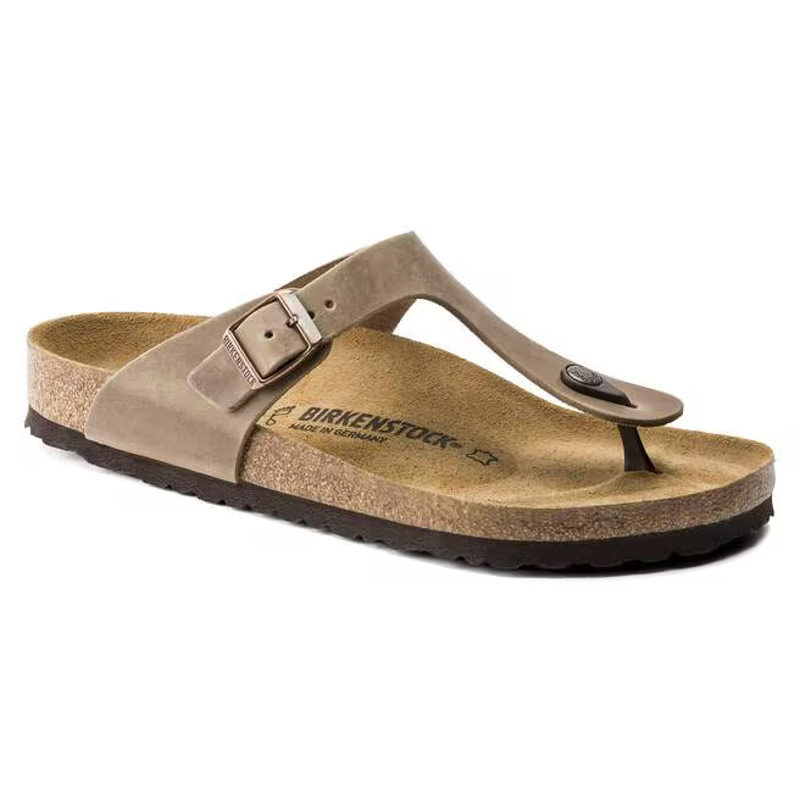 Birkenstock Gizeh Oiled Leather Sandals Womens in Tabacco Brown