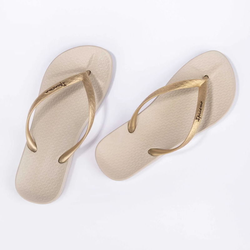 Ipanema Anatomica Tan Flip Flops Womens in Beige/Gold-2