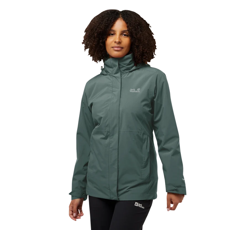 Jack Wolfskin Rotwand 3in 1 Jacket Womens in Sago Palm-2