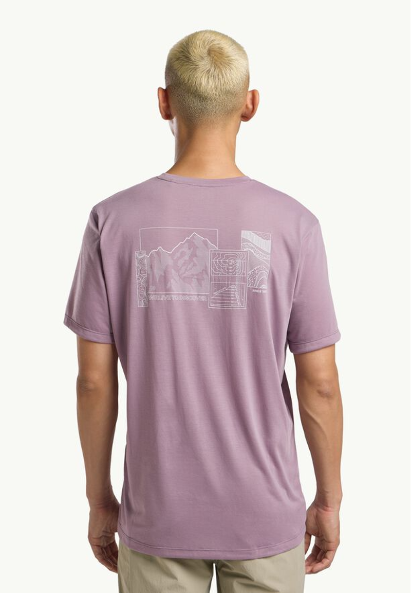 Jack Wolfskin Vonnan Graphic T-Shirt Mens in Explore Wild Blossom-1