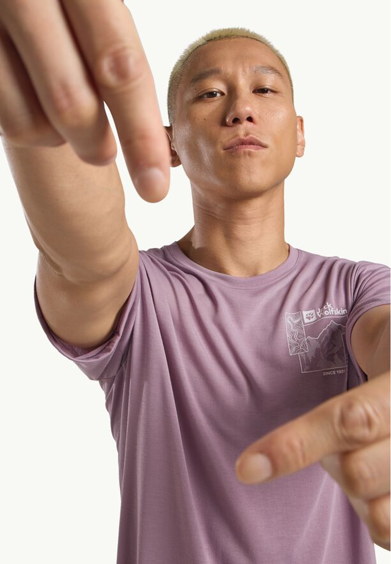 Jack Wolfskin Vonnan Graphic T-Shirt Mens in Explore Wild Blossom-3