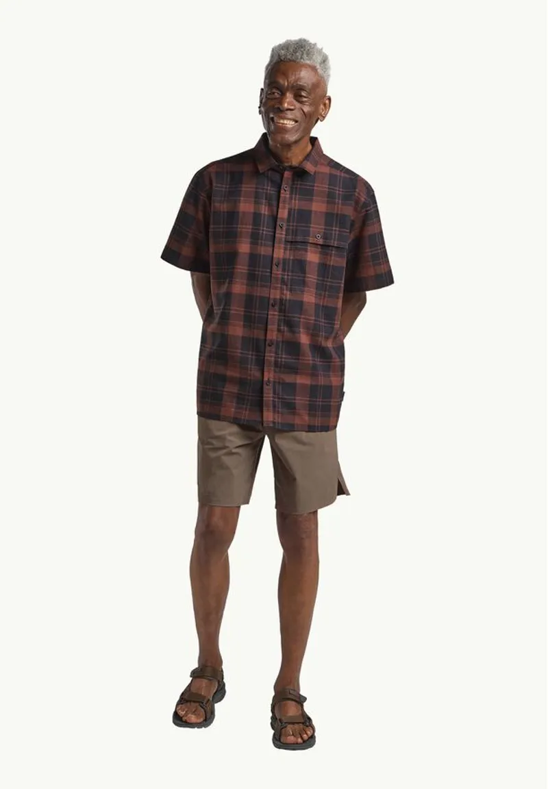 Jack Wolfskin Great Plains Shirt Mens in Check Dark Navy