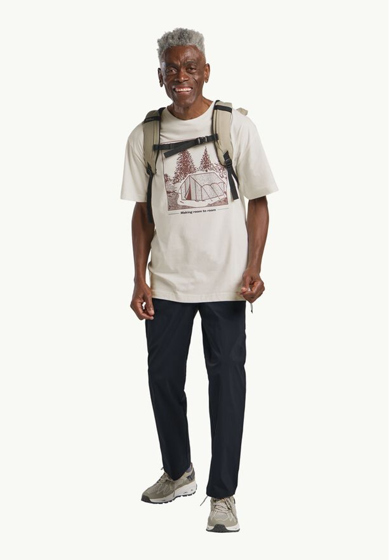 Jack Wolfskin Freeroamer Tent T-shirt Mens in Cotton White-2