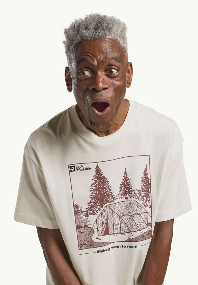 Jack Wolfskin Freeroamer Tent T-shirt Mens in Cotton White-3