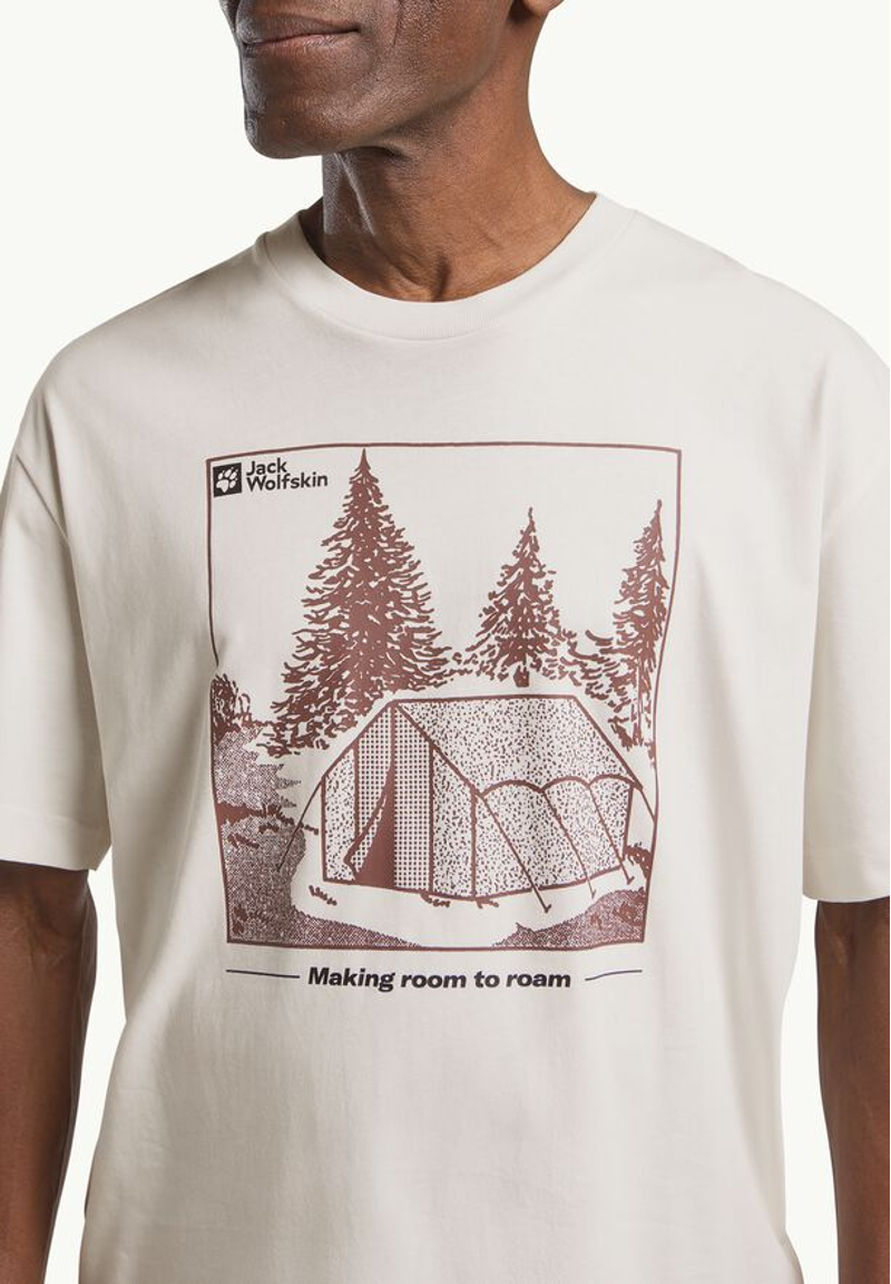 Jack Wolfskin Freeroamer Tent T-shirt Mens in Cotton White-4