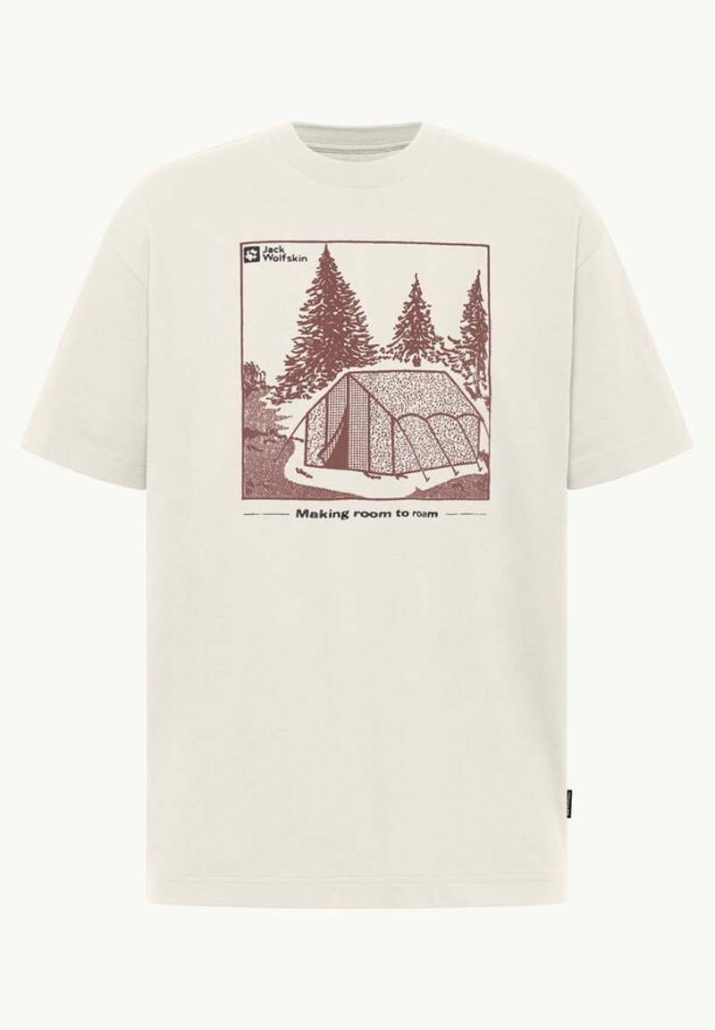 Jack Wolfskin Freeroamer Tent T-shirt Mens in Cotton White-5