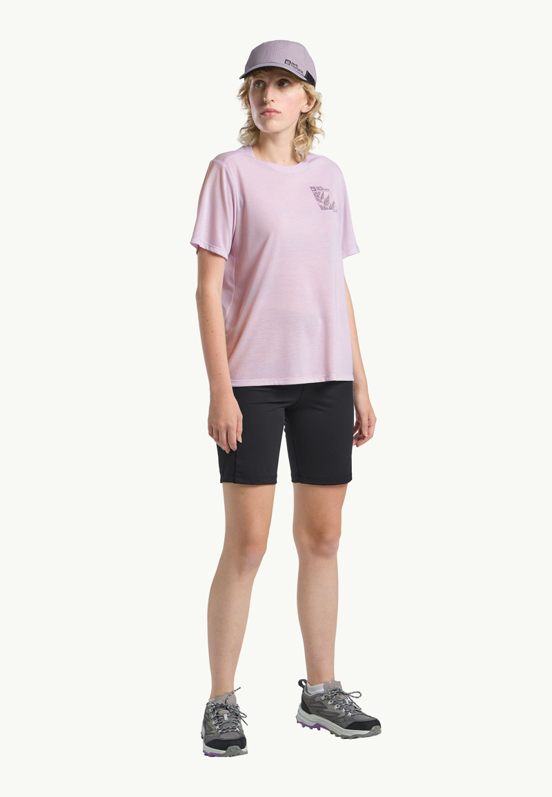 Jack Wolfskin Vonnan Graphic T-Shirt Womens in Explore Pale Purple-2