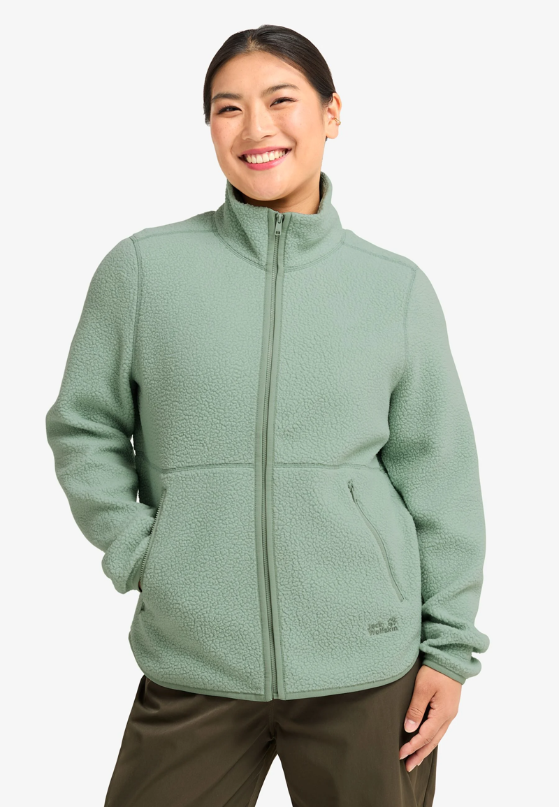 Jack Wolfskin Lite Curl FZ Fleece Womens in Green Zinnia