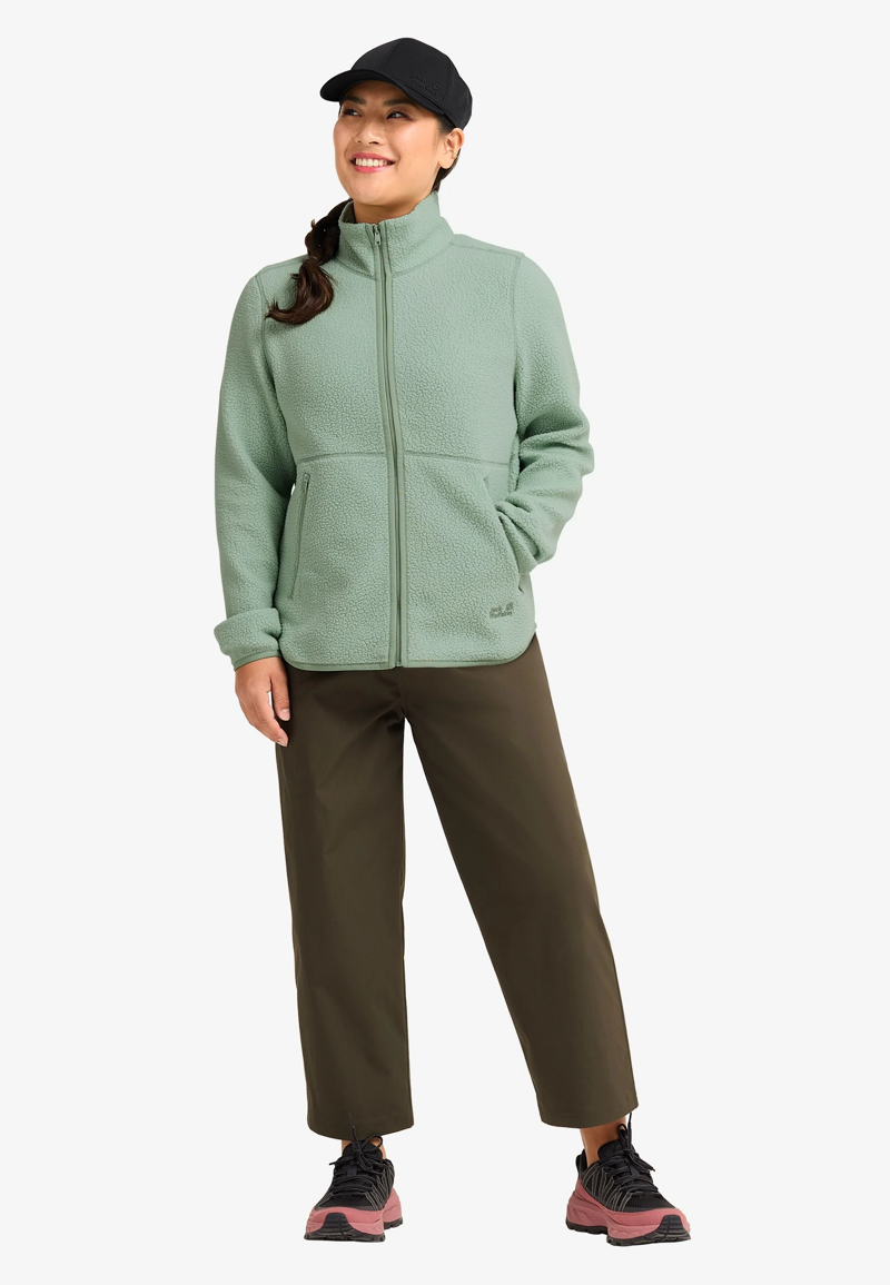Jack Wolfskin Lite Curl FZ Fleece Womens in Green Zinnia-2
