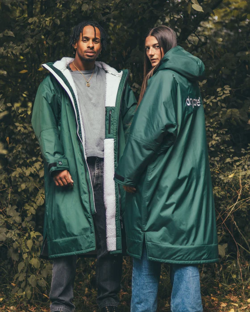 Dryrobe Advance Long Sleeve Changing Robe in Dark Green/Grey-3