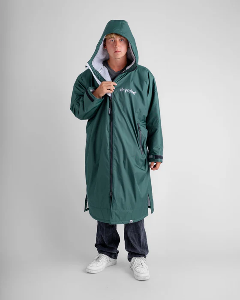 Dryrobe Advance Long Sleeve Changing Robe in Dark Green/Grey-2