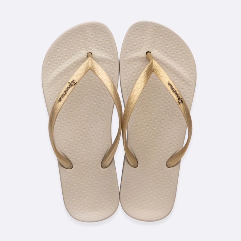 Ipanema Anatomica Tan Flip Flops Womens in Beige/Gold