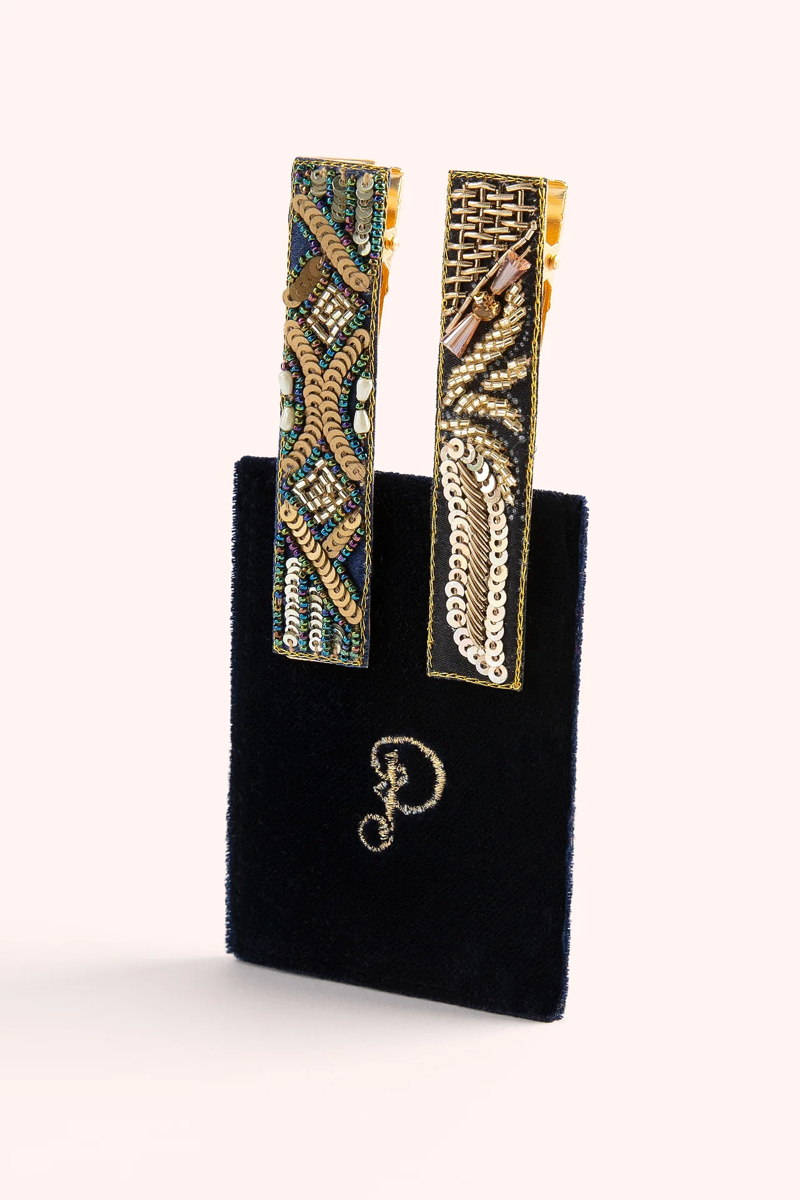 Powder Hair Bars in Midnight 1920's Sparkle 