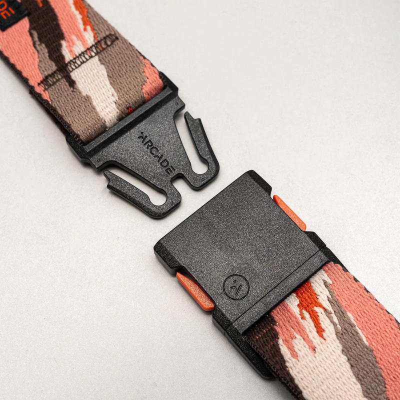 Arcade Brushstroke Slim Stretch Belt in Coral-3