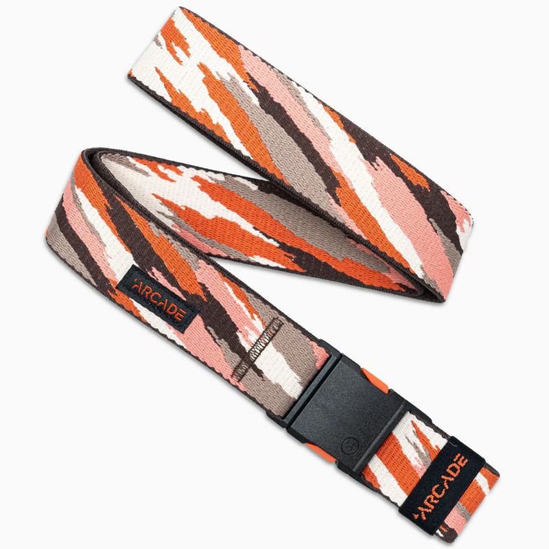 Arcade Brushstroke Slim Stretch Belt in Coral