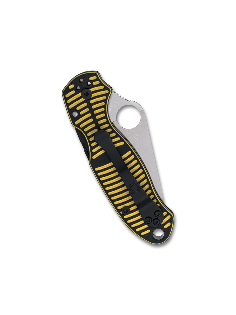 Spyderco Para 3 Salt Plain Edge Knife in Black and Yellow -2