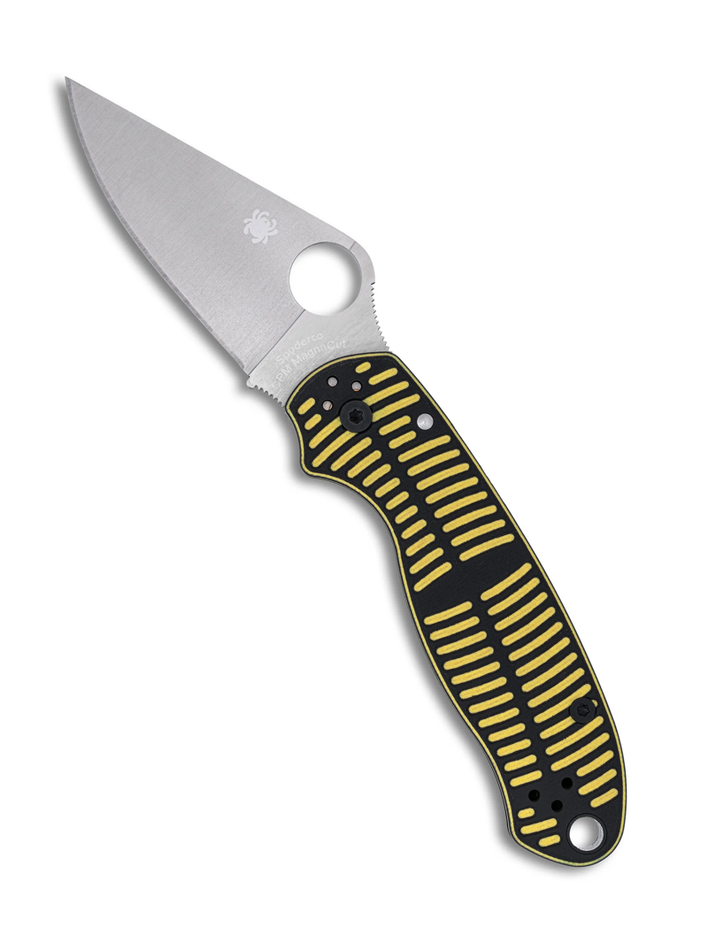 Spyderco Para 3 Salt Plain Edge Knife in Black and Yellow -1