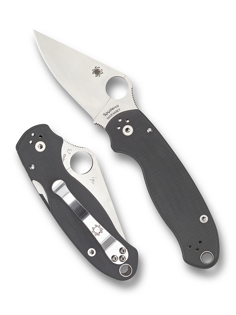 Spyderco Para 3 MAXAMET Plain Edge Knife in  Dark Grey G-10
