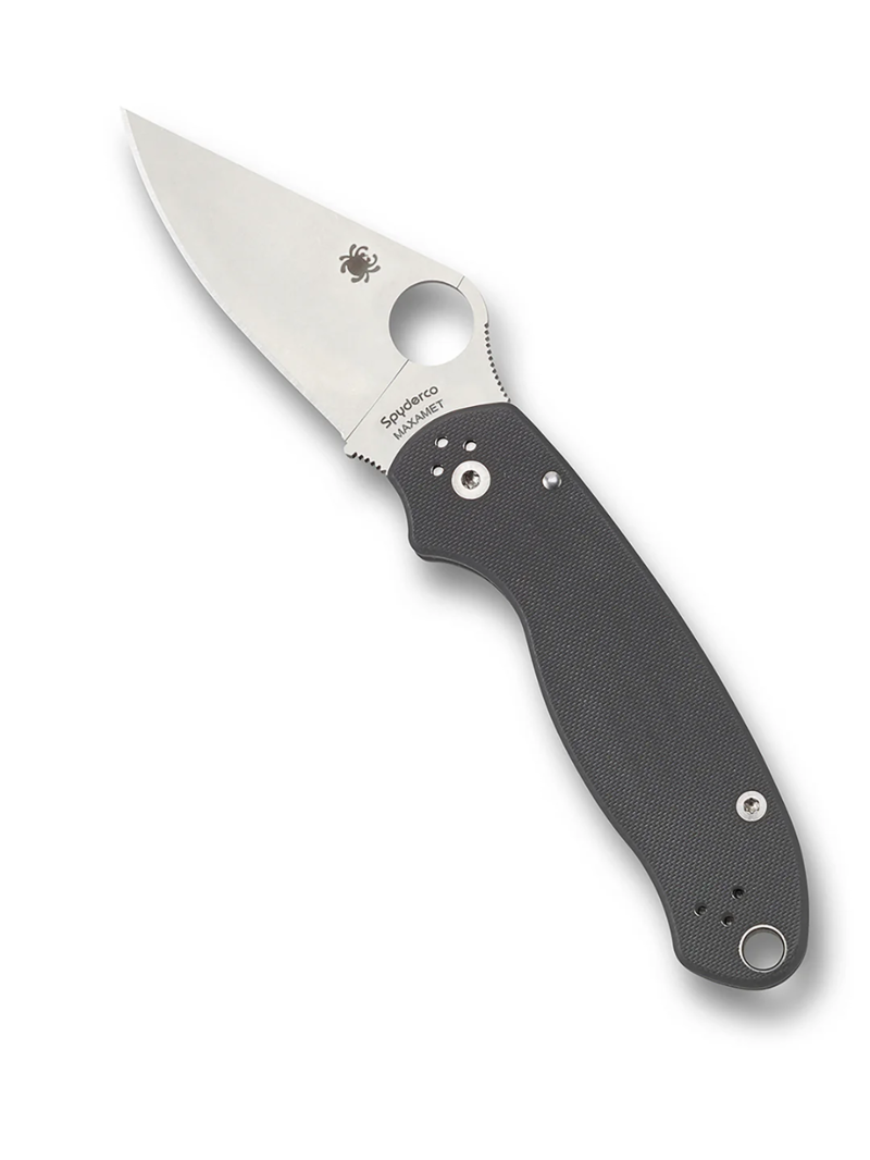 Spyderco Para 3 MAXAMET Plain Edge Knife in  Dark Grey G-10-1