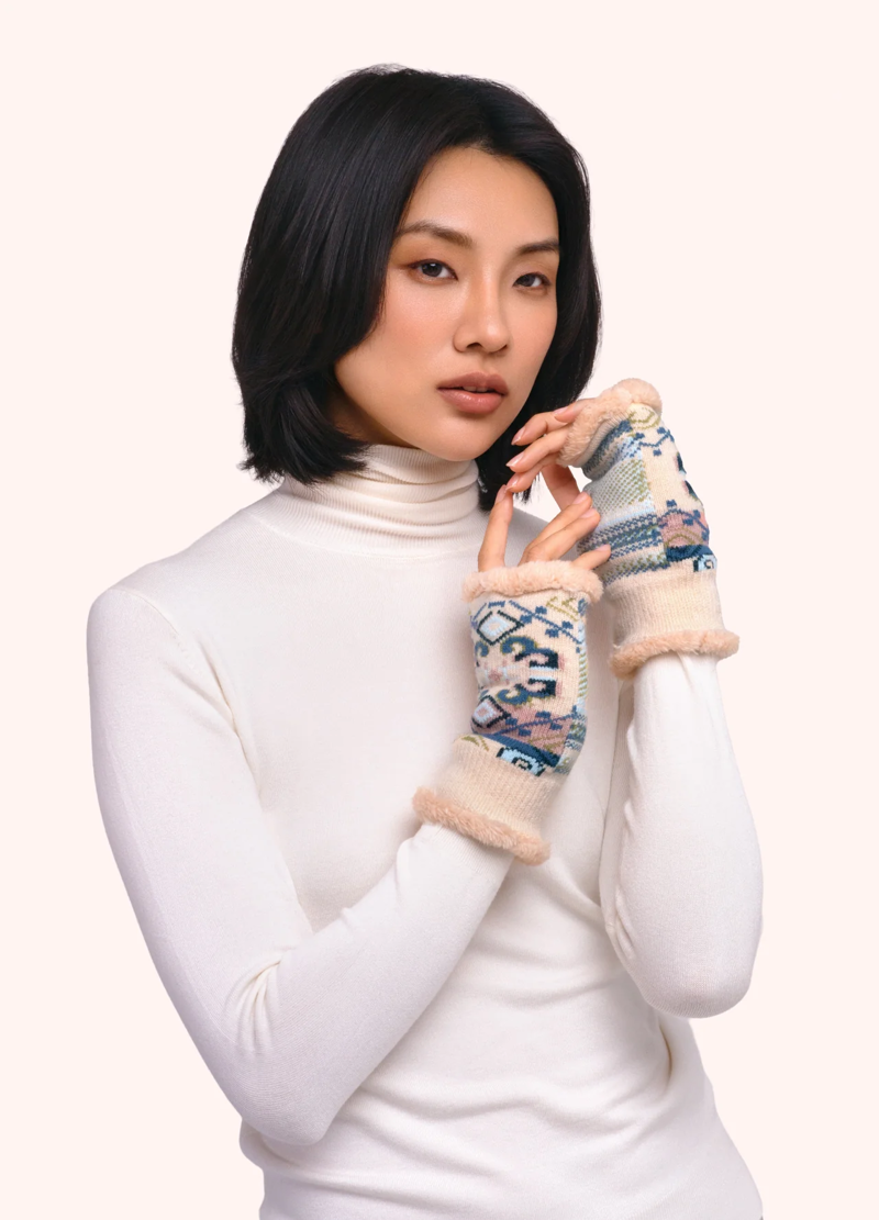 Powder Scandi Cosy Wrist Warmers in Cream Mix-1