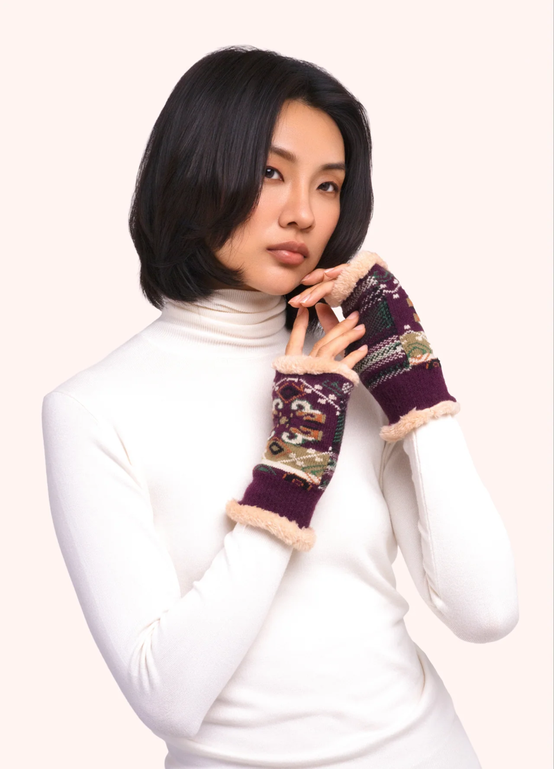 Powder Scandi Cosy Wrist Warmers in Damson Mix-1