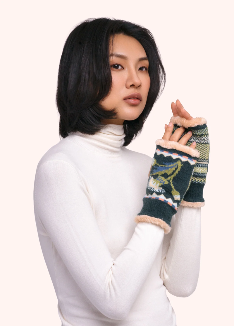 Powder Thistle Wrist Warmers in Navy-1