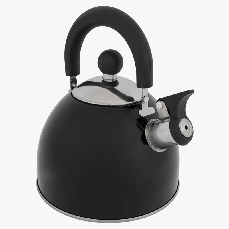 Highlander 2 Litre Deluxe Stainless Steel Whistling Kettle in Black