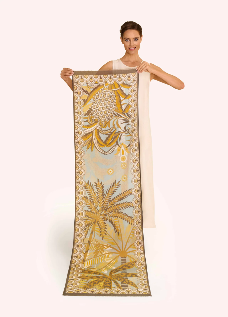 Powder Patterned Palms Cotton Scarf-1