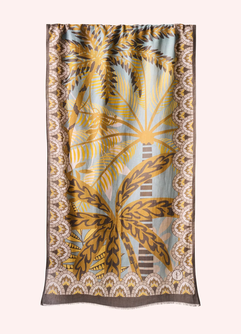 Powder Patterned Palms Cotton Scarf-2