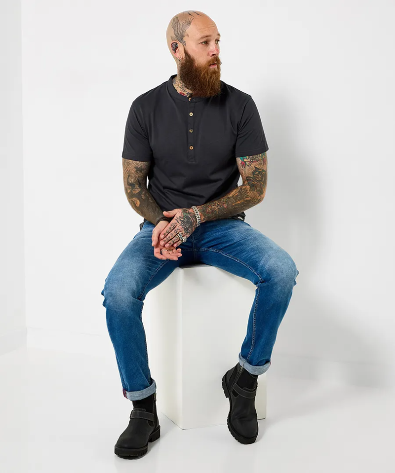 Joe Browns Ready For Anything Henley Mens in Charcoal-4