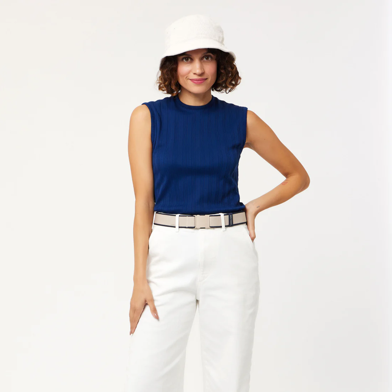 Arcade Carto Stretch Belt in Oat/Navy-5