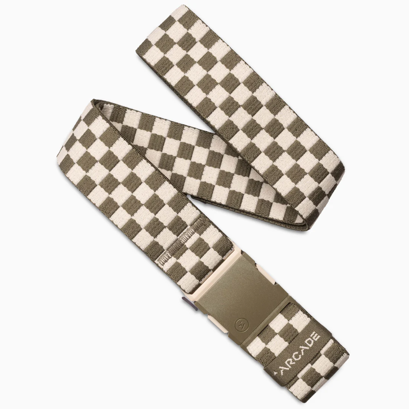 Arcade Check Stretch Belt in Crocodile/Khaki
